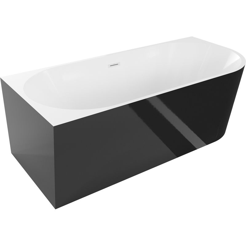 Mexen Mia cabină de baie freestanding de colț stânga 160 x 75 cm, alb/negru, preaplin alb - 52691607575L-20