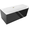 Cada baia freestanding stanga 160 x 75 cm, alb/negru, scurgere aurie - 52691607575L-50