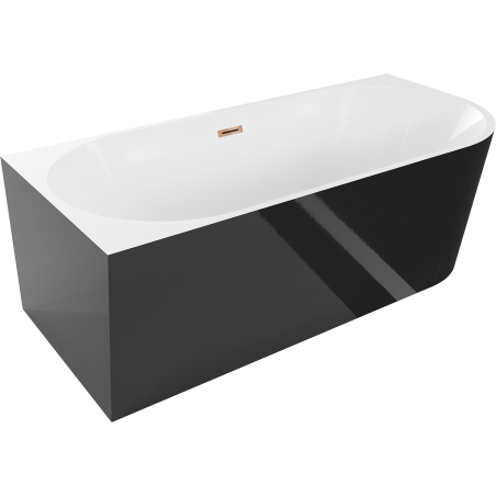 Mexen Mia cadă de baie freestanding colțară stânga 160 x 75 cm, albă/neagră, preaplin aur roz - 52691607575L-60