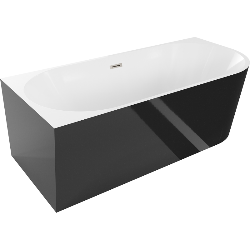 Mexen Mia szabadon álló sarokkád bal 160 x 75 cm, fehér/fekete, nikkel átfedés - 52691607575L-97