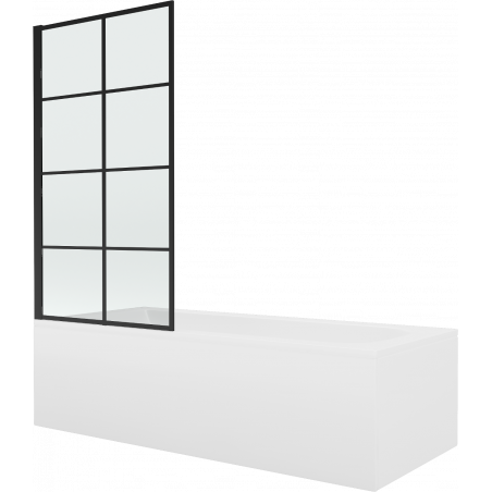 Mexen Vega cada dreptunghiulară 150 x 70 cm cu carcasă și paravan cu 1 panou de 80 cm, model negru fix - 550115070X9308007077