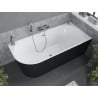 Mexen Mia cadă freestanding colțară dreapta 160 x 75 cm, alb/negru, preaplin crom - 52691607575P-01