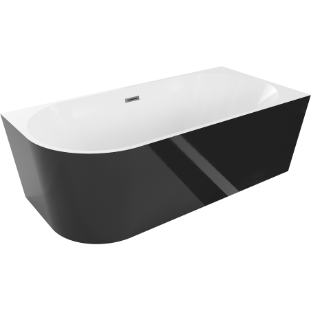 Mexen Mia cadă de baie independentă de colț dreapta 160 x 75 cm, alb/negru, scurgere gun metal - 52691607575P-95