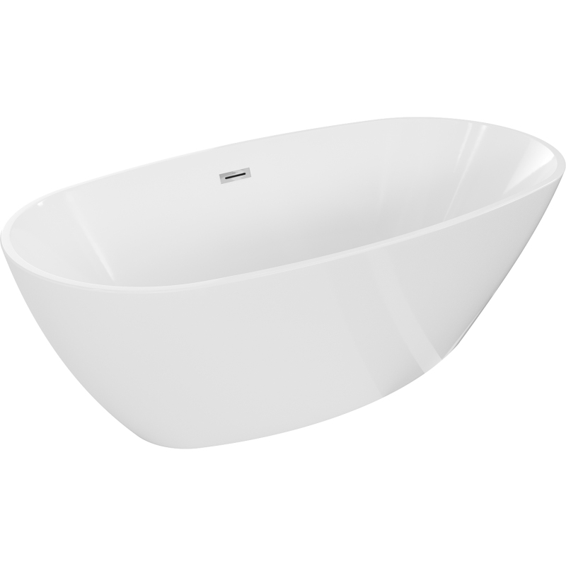Mexen Eris cadă freestanding 155 x 80 cm, alb, preaplin crom - 53441558000-01