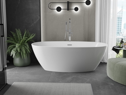 Mexen Eris cadă freestanding 155 x 80 cm, alb, preaplin crom - 53441558000-01