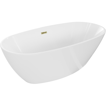 Mexen Eris cada freestanding 155 x 80 cm, alb, supraplinare aurie - 53441558000-50