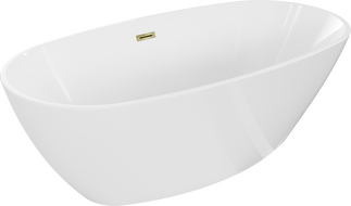Mexen Eris cada freestanding 155 x 80 cm, alb, supraplinare aurie - 53441558000-50