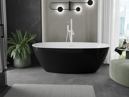 Mexen Eris cadă freestanding 155 x 80 cm, alb/negru, supraplin alb - 53441558075-20