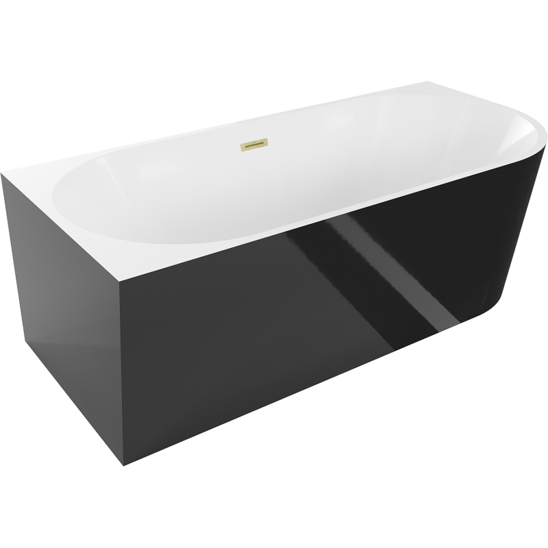 Mexen Mia cadă de baie independentă colțar stânga 170 x 80 cm, alb/negru, preaplin auriu periat - 52691708075L-55