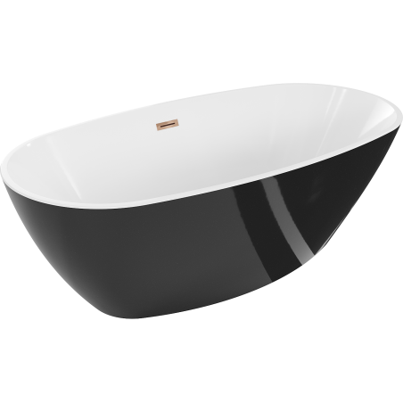 Mexen Eris cada freestanding 155 x 80 cm, alb/negru, evacuare aur roz - 53441558075-60