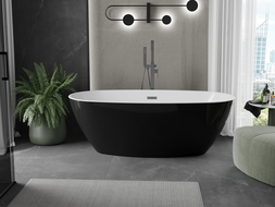 Mexen Eris cadă independentă 155 x 80 cm, alb/negru, supraplin gri armat - 53441558075-66