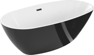 Mexen Eris cadă de sine stătătoare 155 x 80 cm, albă/neagră, preaplin negru - 53441558075-70