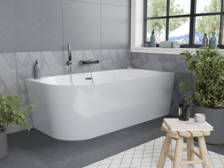 Cadă freestanding Mexen Mia colțar drept 170 x 80 cm, alb, evacuare crom - 52691708000P-01