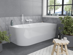 Mexen Mia cada de baie freestanding colţară dreapta 170 x 80 cm, alb, deversare albă - 52691708000P-20
