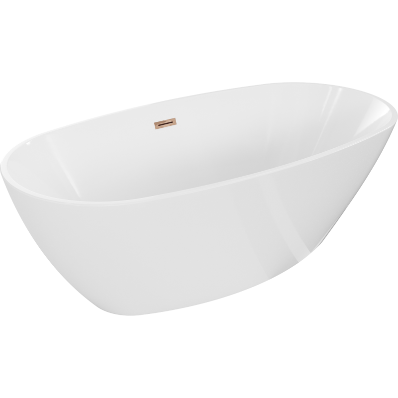 Mexen Eris cadă freestanding 170 x 80 cm, albă, cu supraplin aur roz - 53441708000-60