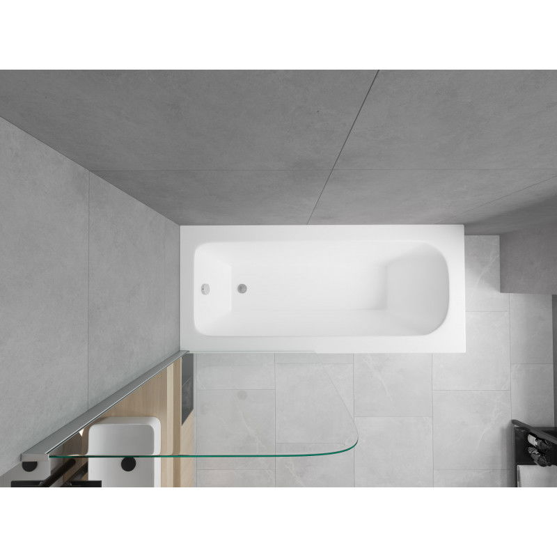 Mexen Vega téglalap alakú kád 160 x 70 cm burkolattal és 1-szárnyú paravánnal 80 cm, átlátszó, króm - 550116070X9008010100