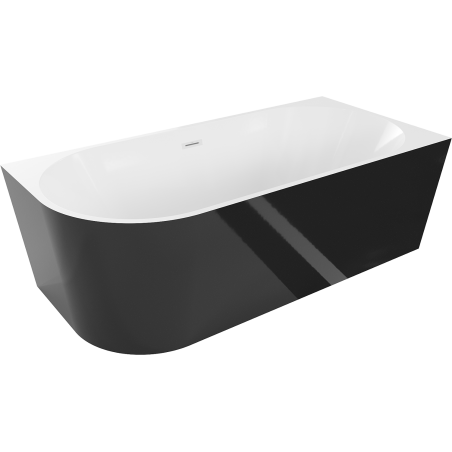 Mexen Mia szabadon álló sarokkád jobbos 170 x 80 cm, fehér/fekete, fehér lefolyó - 52691708075P-20