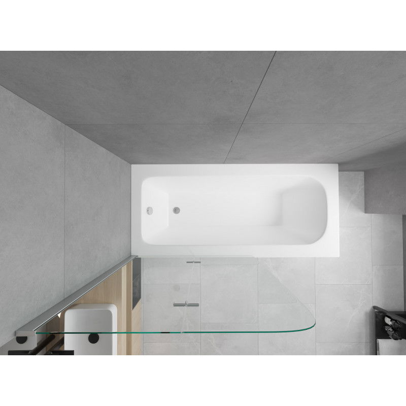 Mexen Vega téglalap alakú kád 160 x 70 cm burkolattal és 2-szárnyú paravánnal 80 cm, átlátszó, króm - 550116070X9008020100