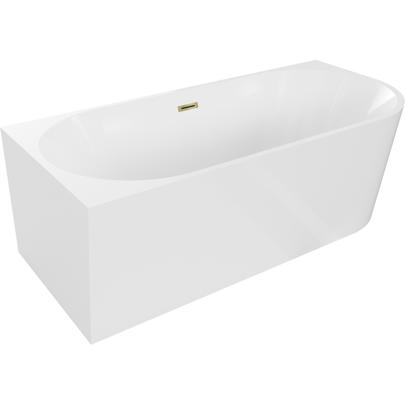 Mexen Mia cadă freestanding colțar stânga 180 x 80 cm, alb, suprafață aurie - 52691808000L-50