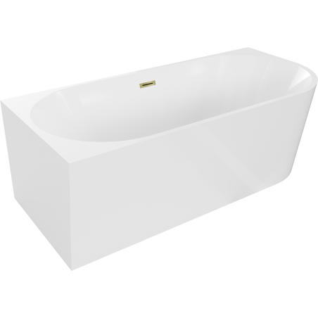 Mexen Mia cadă freestanding colțar stânga 180 x 80 cm, alb, suprafață aurie - 52691808000L-50