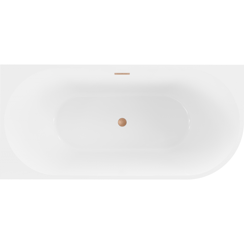 Mexen Mia cadă de baie freestanding colțară stânga 180 x 80 cm, albă, preaplin cupru periat - 52691808000L-65