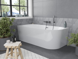 Mexen Mia cadă freestanding colțar stânga 180 x 80 cm, alb, evacuare gun gray periat - 52691808000L-66