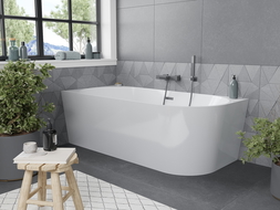 Cada lavoar cu stânga 180 x 80 cm, alb, evacuare gun metal - 52691808000L-95