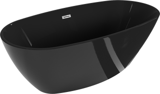Mexen Eris cadă freestanding 170 x 80 cm, neagră, preaplin crom - 53441708070-01