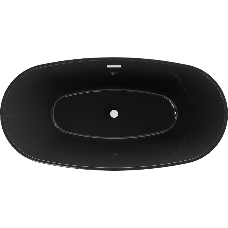 Mexen Eris cadă freestanding 170 x 80 cm, neagră, preaplin alb - 53441708070-20