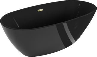 Mexen Eris szabadon álló kád 170 x 80 cm, fekete, arany kefélt túlfolyóval - 53441708070-55