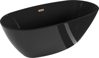 Mexen Eris szabadon álló kád 170 x 80 cm, fekete, ecsetelt réz túlfolyóval - 53441708070-65