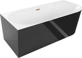 Mexen Mia cadașca freestanding colțar stânga 180 x 80 cm, alb/negru, scurgere aur roz - 52691808075L-60