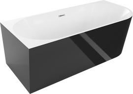 Cadă Mexen Mia, freestanding, colț stâng, 180 x 80 cm, alb/negru, supraplin crom - 52691808075L-01