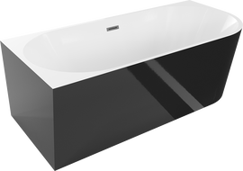 Mexen Mia cadă freestanding unghiulară stângă 180 x 80 cm, alb/negru, evacuare gri închis periat - 52691808075L-66