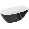 Mexen Eris cada de baie independenta 180 x 80 cm, alba/neagra, scurgere aur roz - 53441808075-60