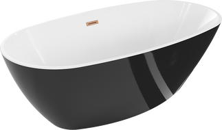 Mexen Eris cadă de baie independentă 180 x 80 cm, alb/negru, preaplin bronz periat - 53441808075-65