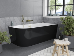 Mexen Mia cadă libera colțară dreaptă 180 x 80 cm, alb/black, scurgere aur lustruit - 52691808075P-55