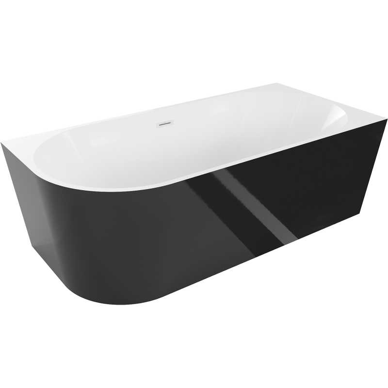 Mexen Mia szabadonálló sarokkád jobb 180 x 80 cm, fehér/fekete, fehér túlfolyó - 52691808075P-20