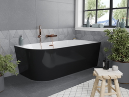 Mexen Mia cadă freestanding colțar dreapta 180 x 80 cm, alb/negru, preaplin aur roz - 52691808075P-60