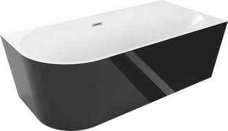 Mexen Mia cadă de baie independentă colț dreapta 180 x 80 cm, alb/negru, preaplin nichel periat - 52691808075P-97