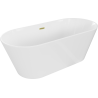 Mexen Flavia cadă liberă 150 x 75 cm, albă, scurgere din aur periat - 54031507500-55