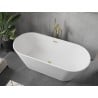 Mexen Flavia cadă liberă 150 x 75 cm, albă, scurgere din aur periat - 54031507500-55