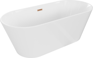 Mexen Flavia cadă freestanding 150 x 75 cm, alb, cu sistem de scurgere din cupru periat - 54031507500-65