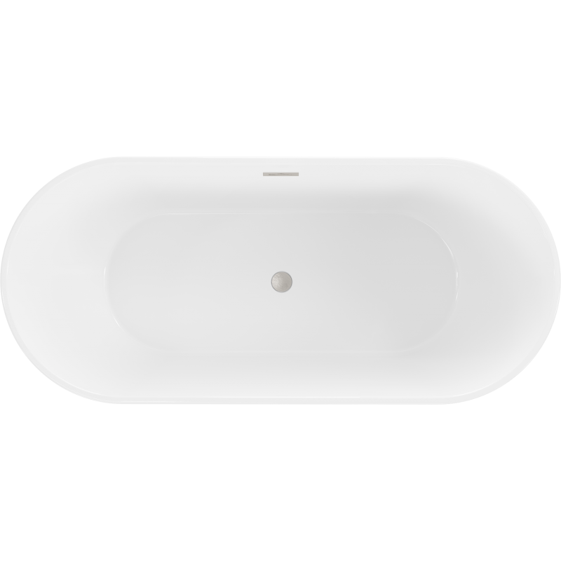 Mexen Flavia szabadon álló kád 150 x 75 cm, fehér, kefe nikkelezett túlfolyó - 54031507500-97