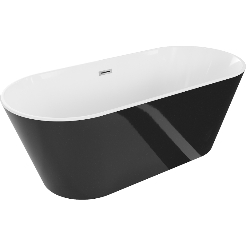 Mexen Flavia cadă de sine stătătoare 150 x 75 cm, alb/negru, preaplin crom - 54031507575-01