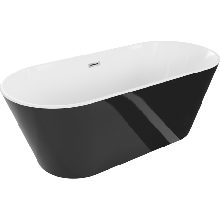 Mexen Flavia cadă de sine stătătoare 150 x 75 cm, alb/negru, preaplin crom - 54031507575-01