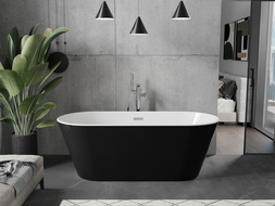Cada Flavia cadă freestanding 150 x 75 cm, alb/negru, evacuare crom - 54031507575-01