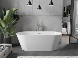 Mexen Flavia cadă freestanding 160 x 75 cm, alb, cu preaplin crom - 54031608000-01