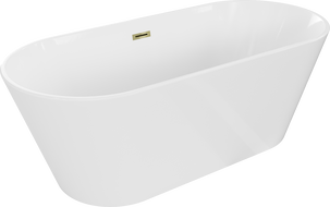 Mexen Flavia cadă freestanding 160 x 75 cm, alb, evacuare aurie - 54031608000-50