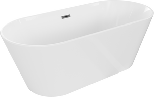 Mexen Flavia cadă de baie freestanding 160 x 75 cm, albă, preaplin gri gun periat - 54031608000-66
